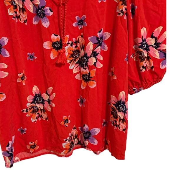 JESSICA SIMPSON Red Floral Puff Sleeve Blouse SZ MEDIUM - Picture 8 of 8